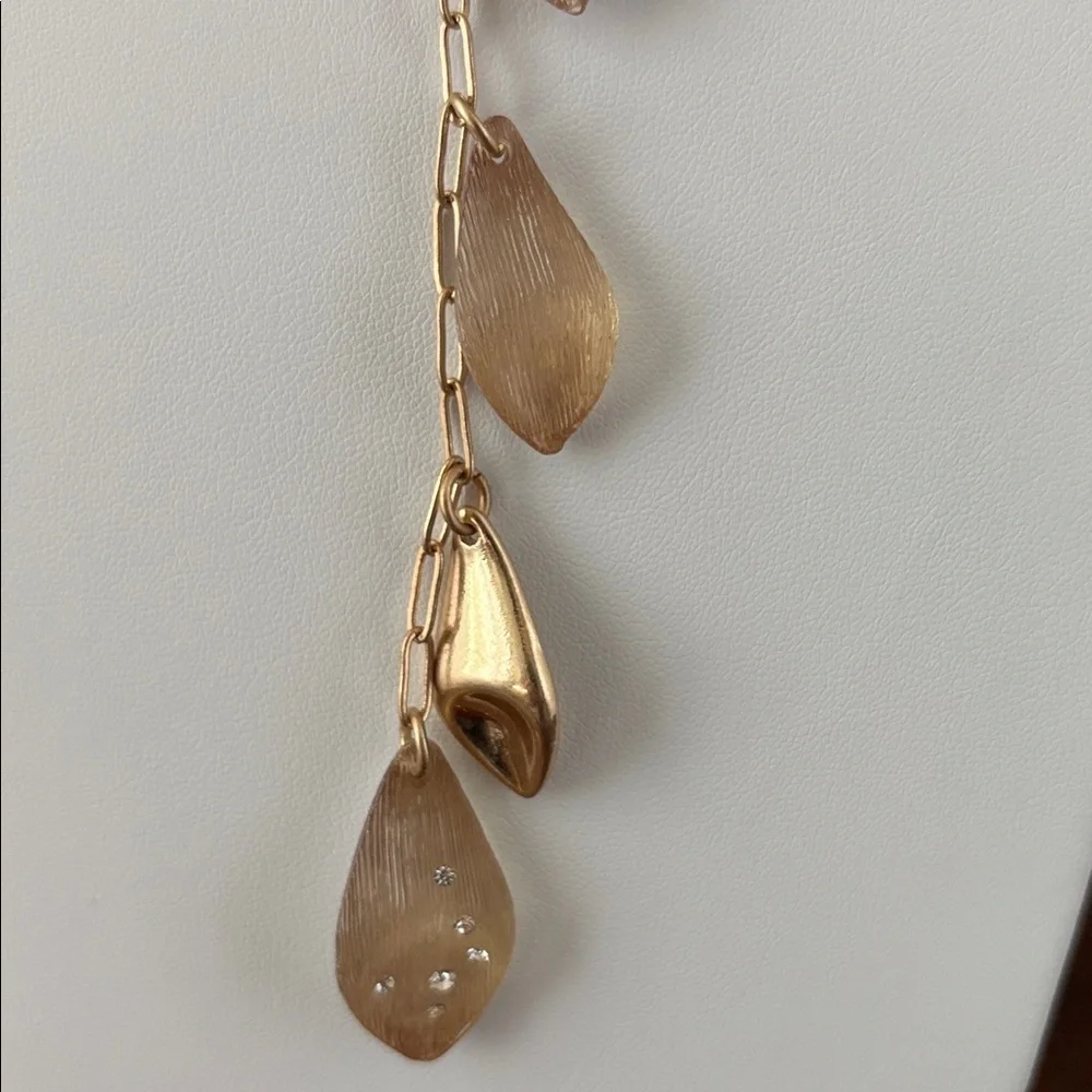 Carol D Studio Gold chain, gold & acrylic pendants,clear rhinestones,earrings